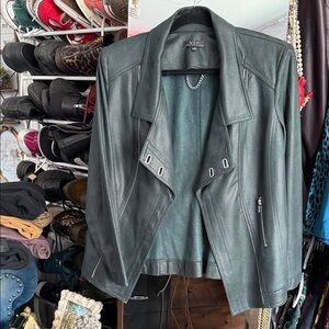 Women's Dark Green Leather Jacket